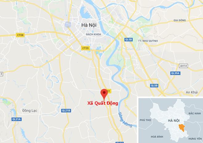 Xã Quất Động cách trung tâm Hà Nội khoảng 30 km. Ảnh: Google Maps.