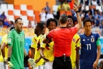 Học chiêu của Luis Suarez, cầu thủ Colombia nhận thẻ đỏ đầu tiên ở World Cup
