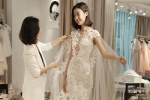 Hoa hậu Mỹ Linh e ấp khi thử váy cưới của NTK Phương Linh