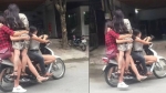 Xôn xao cảnh 5 kiều nữ đầu trần đu bám trên chiếc xe máy lao vun vút ở Hà Nội