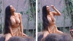 Kim Kardashian diện bikini màu nude cưỡi voi ở Bali