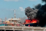 Tàu vỏ thép cháy ngùn ngụt khi đang neo tại cảng Hòn Rớ