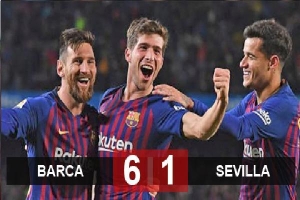 Barca 6-1 Sevilla: Ngược dòng ấn tượng, Barca vào bán kết cúp Nhà vua