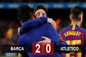 Barca 2-0 Atletico: Messi và Suarez tỏa sáng phút cuối, Barca cầm chắc ngôi vô địch