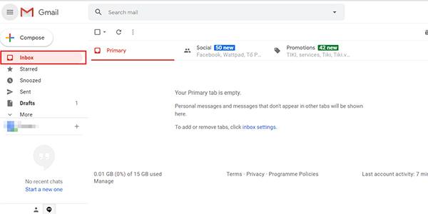 Inbox trên Gmail có sự khác biệt với Inbox trong Facebook. Ảnh: T.P.