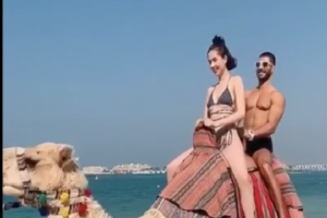 Ngọc Trinh mặc bikini gợi cảm cưỡi lạc đà tại Dubai