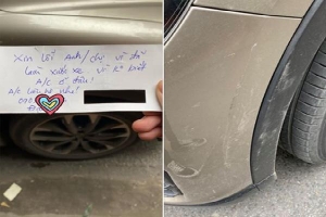 Chiếc ôtô với vết xước và mẩu giấy nhắn xin lỗi kèm số điện thoại khiến bất cứ ai đọc được cũng chẳng thể nổi giận