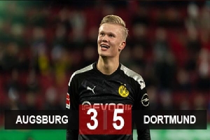 Augsburg 3-5 Dortmund: Haaland khởi đầu như mơ ở Dortmund với cú hat-trick được ghi trong 20 phút