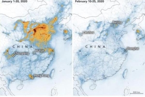 Ảnh vệ tinh cho thấy ô nhiễm không khí Trung Quốc giảm hẳn do virus