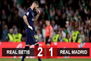 Kết quả Betis 2-1 Real: Kền Kền Trắng mất ngôi đầu La Liga