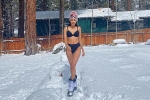 Phạm Hương diện bikini khi đi trượt tuyết
