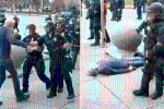 75 cảnh sát từ chức phản đối sa thải 2 sĩ quan xô ngã người biểu tình
