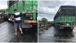 Bình Thuận: Xe container bị nổ lốp, xe buýt bị lật trên tuyến quốc lộ 1A