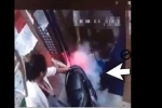 Cô gái hốt hoảng khi chiếc xe máy bất ngờ bốc cháy, khói nghi ngút khi đang ở trong thang máy