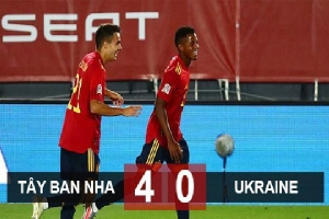 Kết quả Tây Ban Nha 4-0 Ukraine: Thần đồng Fati và lão tướng Ramos thay nhau tỏa sáng