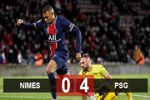 Kết quả Nimes 0-4 PSG: Mbappe lập cú đúp đưa PSG lên đầu bảng Ligue 1