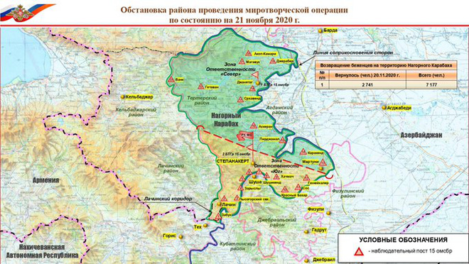 Bản đồ được BQP Nga công bố hôm 21/11.