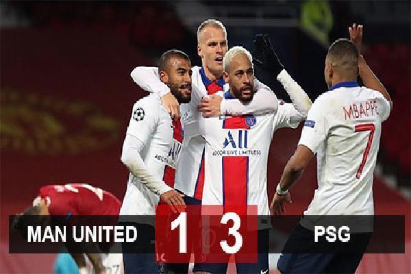 Kết quả M.U 1-3 PSG: Neymar kéo sập Old Trafford