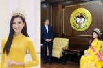 Hoa hậu Đỗ Hà bị chê trách vì ngồi khi thầy giáo đứng báo cáo: Trường KTQD nói gì?