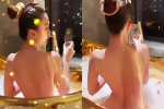 Ngọc Trinh tung ảnh bán nude, phô cả góc lưng trần sexy đến đỉnh điểm khi ngâm mình trong bồn tắm dát vàng