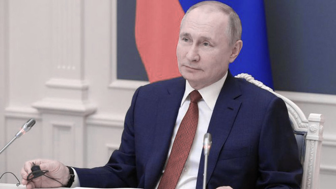 Tổng thống Nga Vladimir Putin phát biểu trực tuyến tại Diễn đàn Kinh tế Thế giới hôm 27/1. Nguồn: AFP.