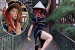 Quá phản cảm: Hot TikToker Lê Bống diện váy xẻ cao tít, tạo dáng hớ hênh khi đi chùa
