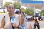 Nữ phóng viên dẫn tin ở trạm xăng, CĐM chỉ tập trung vào 'vòng 3' của cô gái phía sau