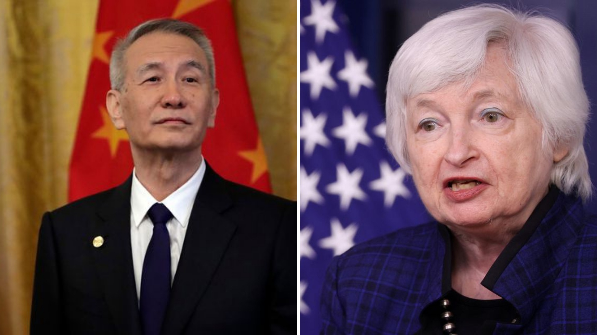 Phó thủ tướng Trung Quốc Liu He và Bộ trưởng Tài chính Mỹ Janet Yellen thảo luận về hợp tác kinh tế giữa hai nước. Ảnh: Reuters.