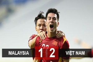 Kết quả Malaysia 1-2 Việt Nam: Việt Nam tiến gần tới chiếc vé lịch sử
