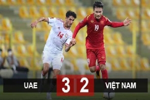 Kết quả UAE 3-2 Việt Nam: ĐT Việt Nam chính thức vào vòng loại thứ ba World Cup 2022