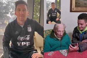 Quá xúc động, Messi gọi điện cảm ơn CĐV 100 tuổi