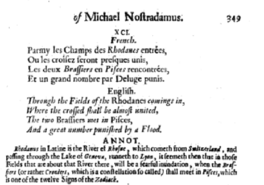  Những câu thơ tiên tri trong cuốn "Những lời tiên tri" của Nostradamus.
