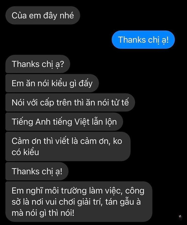 Cô gái bị mắng té tát vì nhắn "thanks chị ạ" với sếp. Ảnh: Nguyễn Lan Hương.