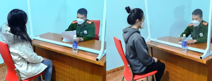 Công an huyện Bảo Lâm làm việc với 2 trong số 5 nghi can bị khởi tố, bắt tạm giam.