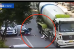 Clip: Bị xe bồn cán qua đầu, người phụ nữ vẫn thoát chết khó tin