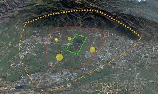 Hình ảnh vệ tinh về lăng mộ Tần Thuỷ Hoàng.