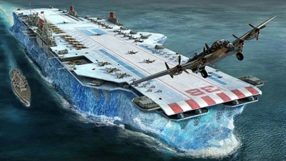  Bức họa về siêu tàu sân bay bằng băng HMS Habakkuk. Ảnh: Sandboxx.