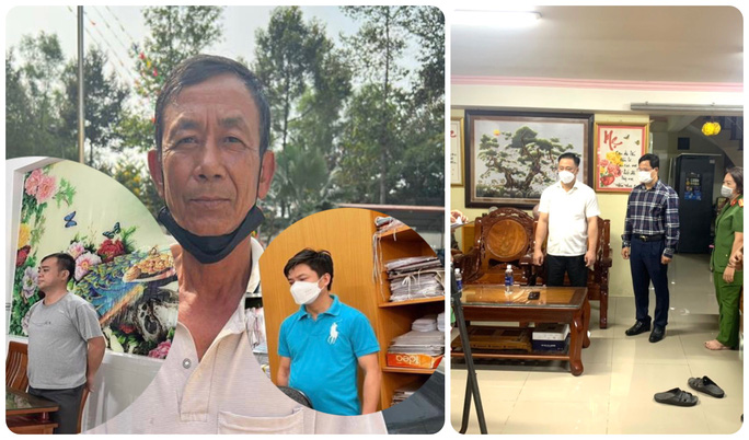 Ông Võ Cao Cường (thứ 3 từ phải qua)-Chủ tịch UBND phường Tam Phước và các cán bộ phường liên quan bị bắt.