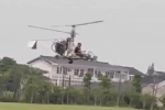 Nông dân chế trực thăng xong bay thử khiến cảnh sát hoảng hốt ghé thăm