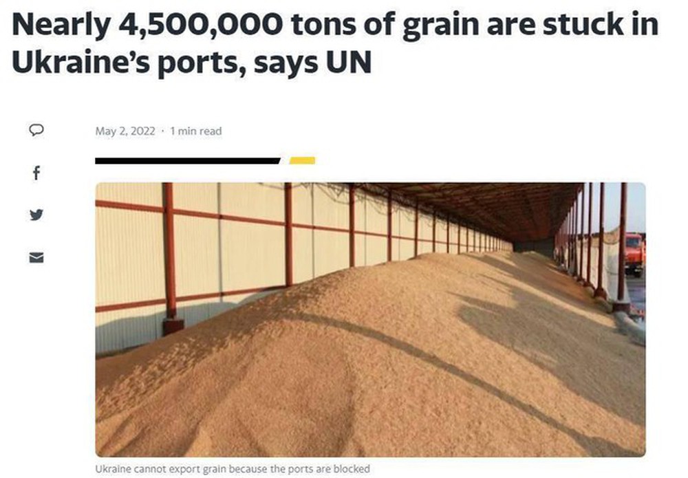 Theo Liên Hợp Quốc, gần 4,5 triệu tấn ngũ cốc của Ukraine bị mắc kẹt tại các cảng, không xuất khẩu được.