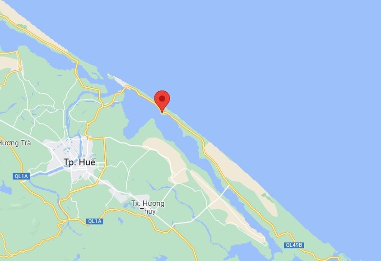 Xã Phú Hải, nơi xảy ra vụ đuối nước. Ảnh: Google Maps.