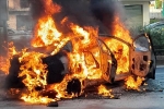 Ôtô con bị cháy rụi trên Quốc lộ 1A sau tai nạn giao thông