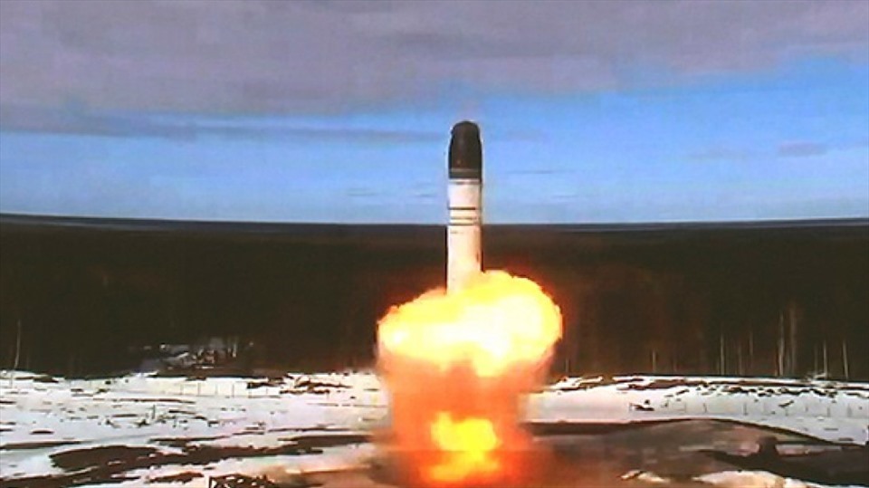 Nga phóng thử thành công tên lửa đạn đạo liên lục địa Sarmat. Ảnh: Bộ Quốc phòng Nga.