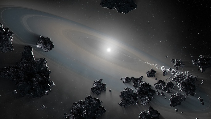Ảnh đồ họa về một hệ hành tinh chết quanh sao lùn trắng - Ảnh: NASA/ESA/SIScl.