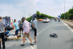 Camera tai nạn ở cầu Nhật Tân: Xe tải nhập làn ẩu, húc văng 2 người đi xe máy