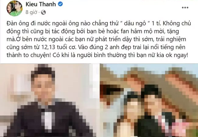 Giữa vụ việc 2 nghệ sĩ Việt bị bắt vì cáo buộc hiếp dâm ở Tây Ban Nha, Kiều Thanh có phát ngôn gây phẫn nộ khi khẳng định 'thử của lạ' khi đi nước ngoài là văn hóa đàn ông - 2