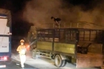 Xe tải bốc cháy trên cao tốc TP.HCM - Trung Lương