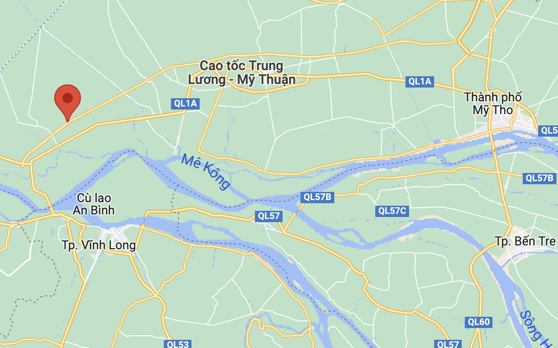 Vụ tai nạn xảy ra trên cao tốc Trung Lương - Mỹ Thuận, huyện Cai Lậy, Tiền Giang. Ảnh: Google Maps.