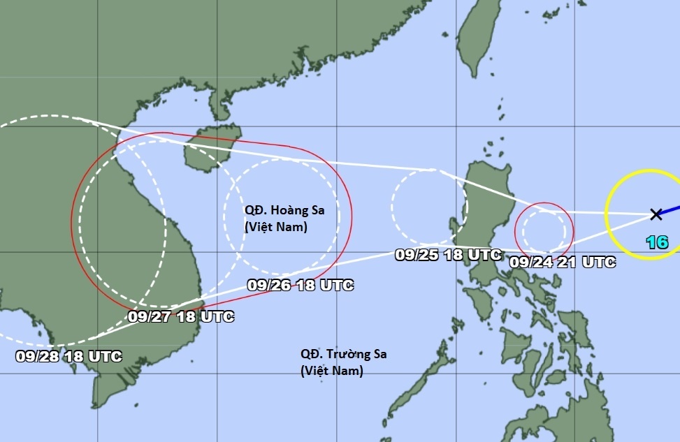 Cơ quan khí tượng Nhật Bản nhận định bão Noru khả năng tiến vào Biển Đông chiều tối 25/9 và tiếp tục mạnh lên. Ảnh: JMA.