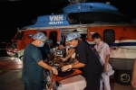Ngư dân được cấp cứu bằng trực thăng từ đảo về đất liền